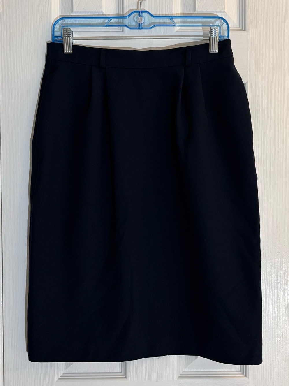 Vintage Liz Baker Essentials Petite Skirt Size 10 Navy Blue Pencil Elastic Waist